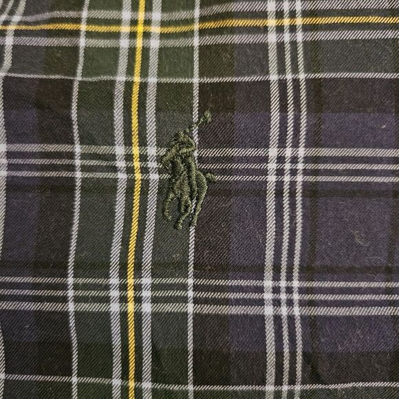 Ralph Lauren Button Down Shirt Men's Size L Classic Fit Blue‎ Green Yellow Plaid - Picture 4 of 6